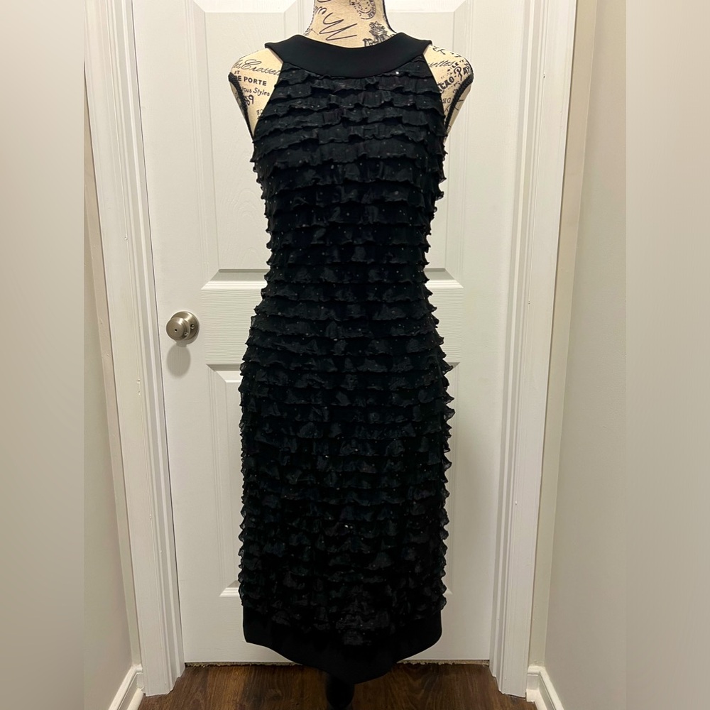 Joseph Ribkoff Black Tiered Ruffle Dress